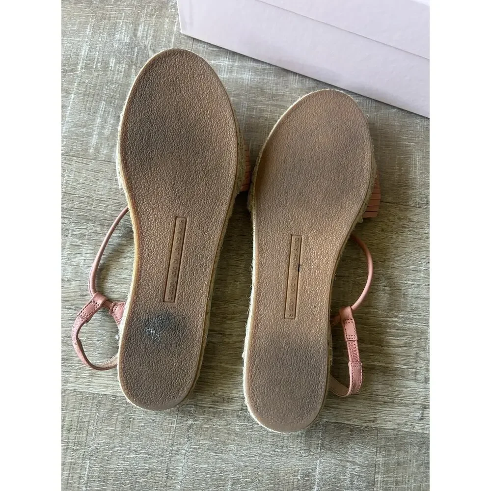 Avec Les Filles Genevie Coral Leather Slingback Espadrille Sandals 8.5 + Box EUC